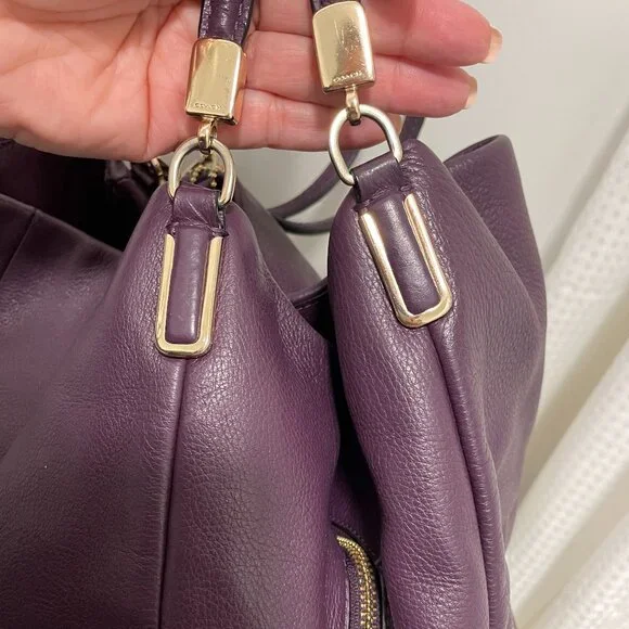 VGUC Coach Madison Phoebe Plum Leather Triple Compartment Shoulder Bag - Picture 12 of 15